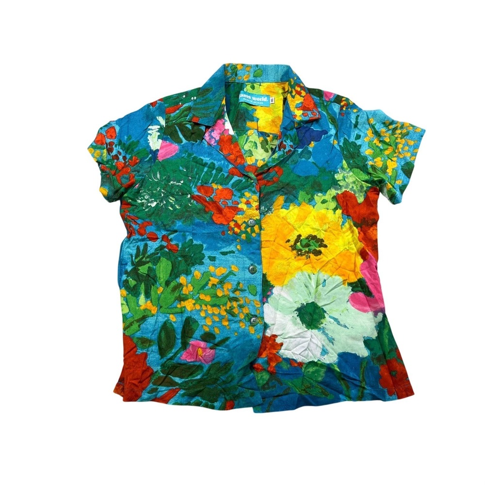 Jams World From the Archives Floral Hawaiian Shirt 100% Rayon Women's XS
